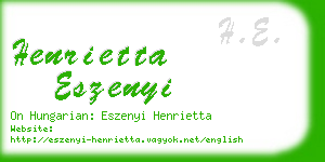 henrietta eszenyi business card